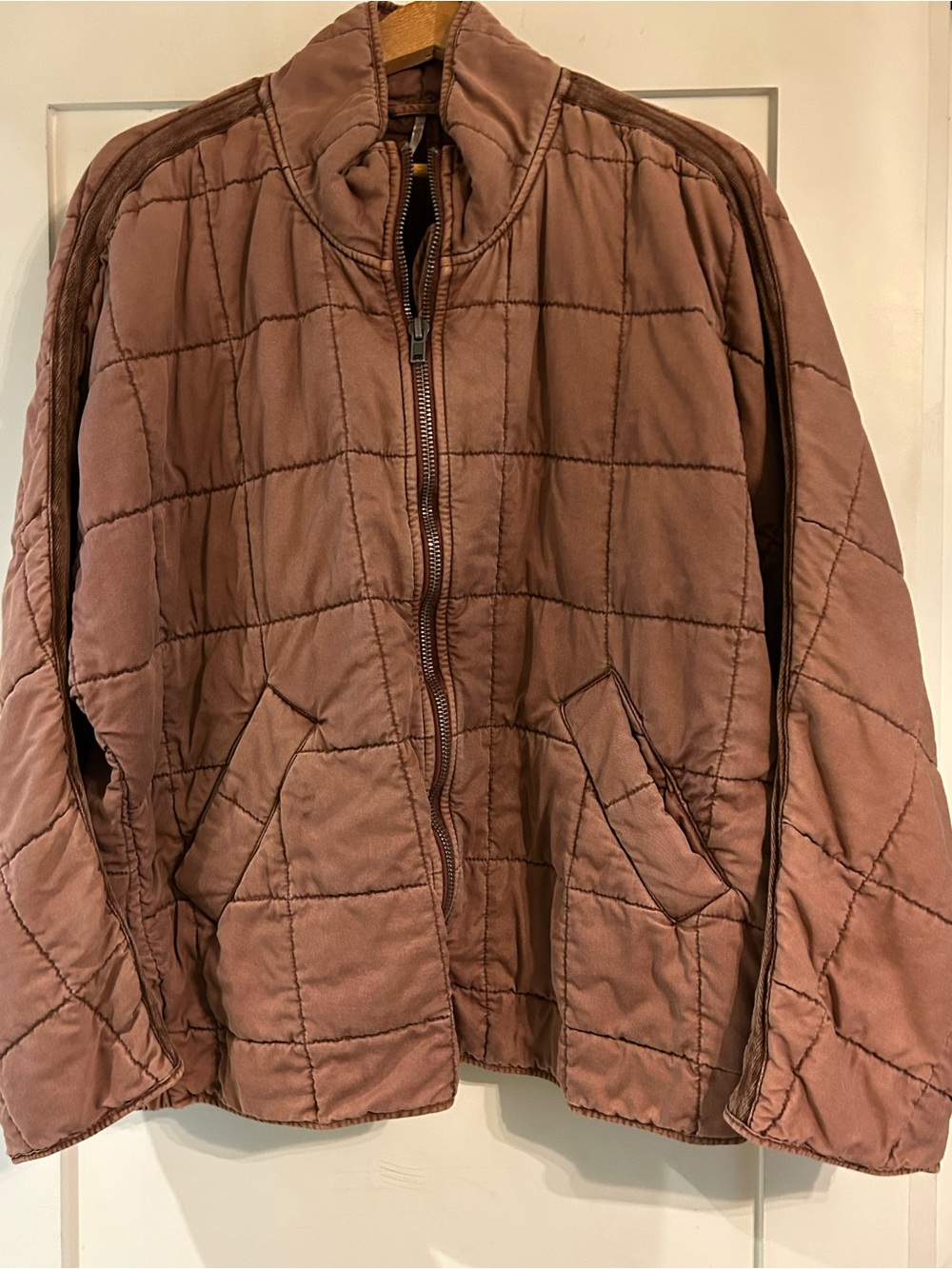 Free People Quilted Zip-Front Jacket - Dusty Rose